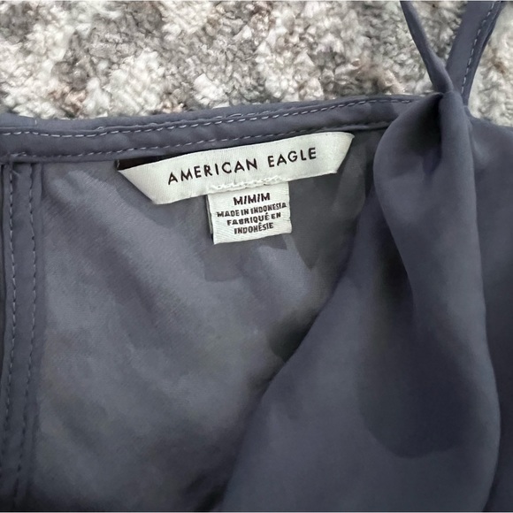 Women’s American Eagle Cowl Neck Cropped Tank Top - Size Medium - Dusty Blue - Picture 2 of 4